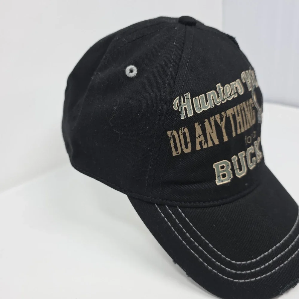 Hunters Will Do Anything for a Buck Hat OSFM Hunting Cotton Black Cap baseball